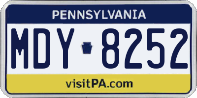 PA license plate MDY8252