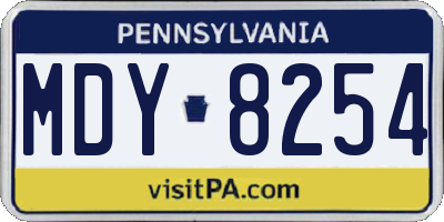 PA license plate MDY8254