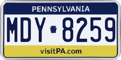 PA license plate MDY8259