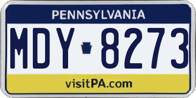 PA license plate MDY8273