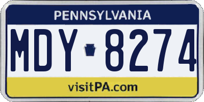 PA license plate MDY8274
