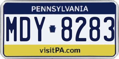 PA license plate MDY8283