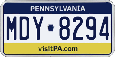 PA license plate MDY8294