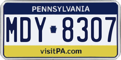 PA license plate MDY8307