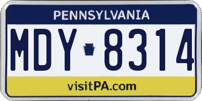 PA license plate MDY8314