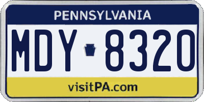 PA license plate MDY8320