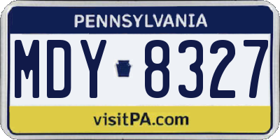 PA license plate MDY8327