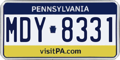 PA license plate MDY8331