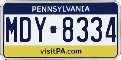 PA license plate MDY8334