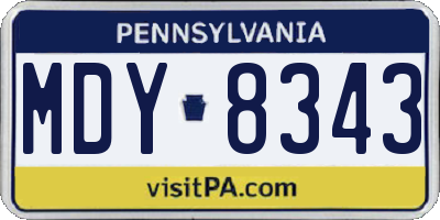 PA license plate MDY8343