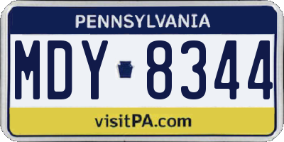 PA license plate MDY8344