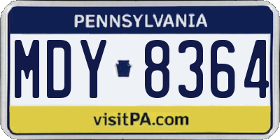 PA license plate MDY8364