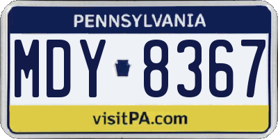 PA license plate MDY8367