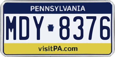 PA license plate MDY8376
