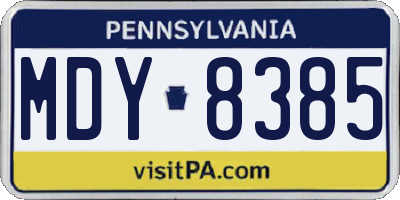 PA license plate MDY8385