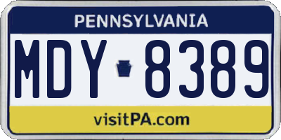 PA license plate MDY8389