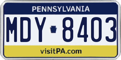 PA license plate MDY8403