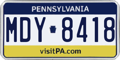 PA license plate MDY8418