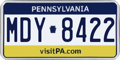 PA license plate MDY8422