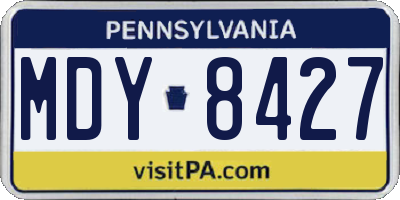 PA license plate MDY8427
