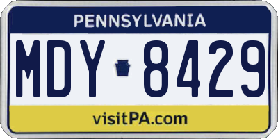 PA license plate MDY8429