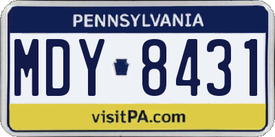 PA license plate MDY8431