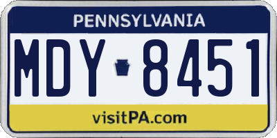 PA license plate MDY8451