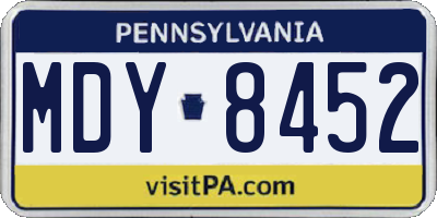 PA license plate MDY8452