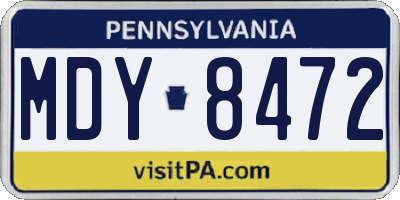 PA license plate MDY8472
