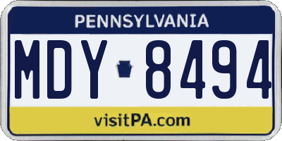 PA license plate MDY8494