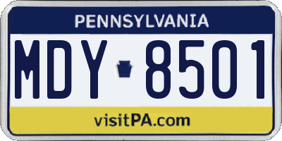 PA license plate MDY8501