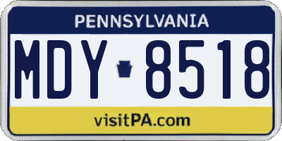 PA license plate MDY8518