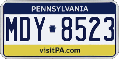 PA license plate MDY8523