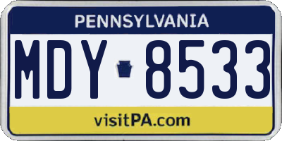 PA license plate MDY8533