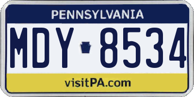 PA license plate MDY8534