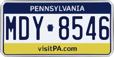 PA license plate MDY8546