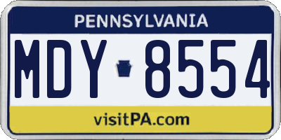 PA license plate MDY8554