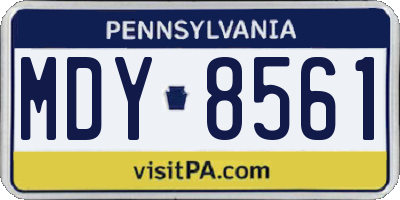 PA license plate MDY8561