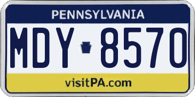 PA license plate MDY8570