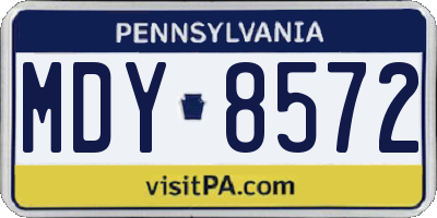 PA license plate MDY8572