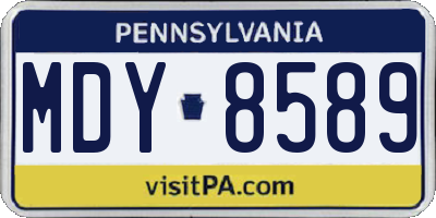 PA license plate MDY8589