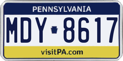 PA license plate MDY8617