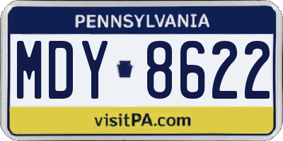 PA license plate MDY8622