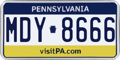 PA license plate MDY8666