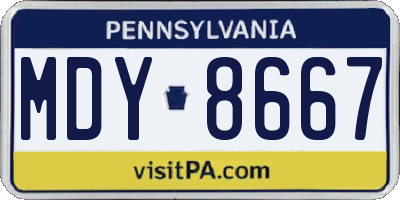 PA license plate MDY8667