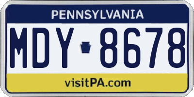 PA license plate MDY8678