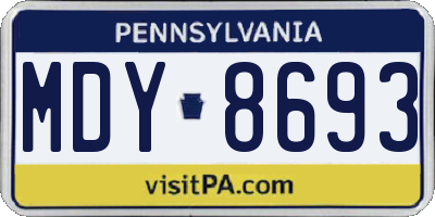 PA license plate MDY8693