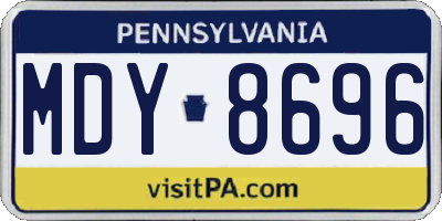 PA license plate MDY8696