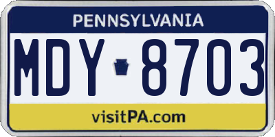 PA license plate MDY8703