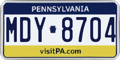 PA license plate MDY8704